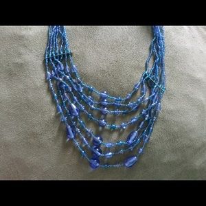 Iridescent blue necklace w matching earrings